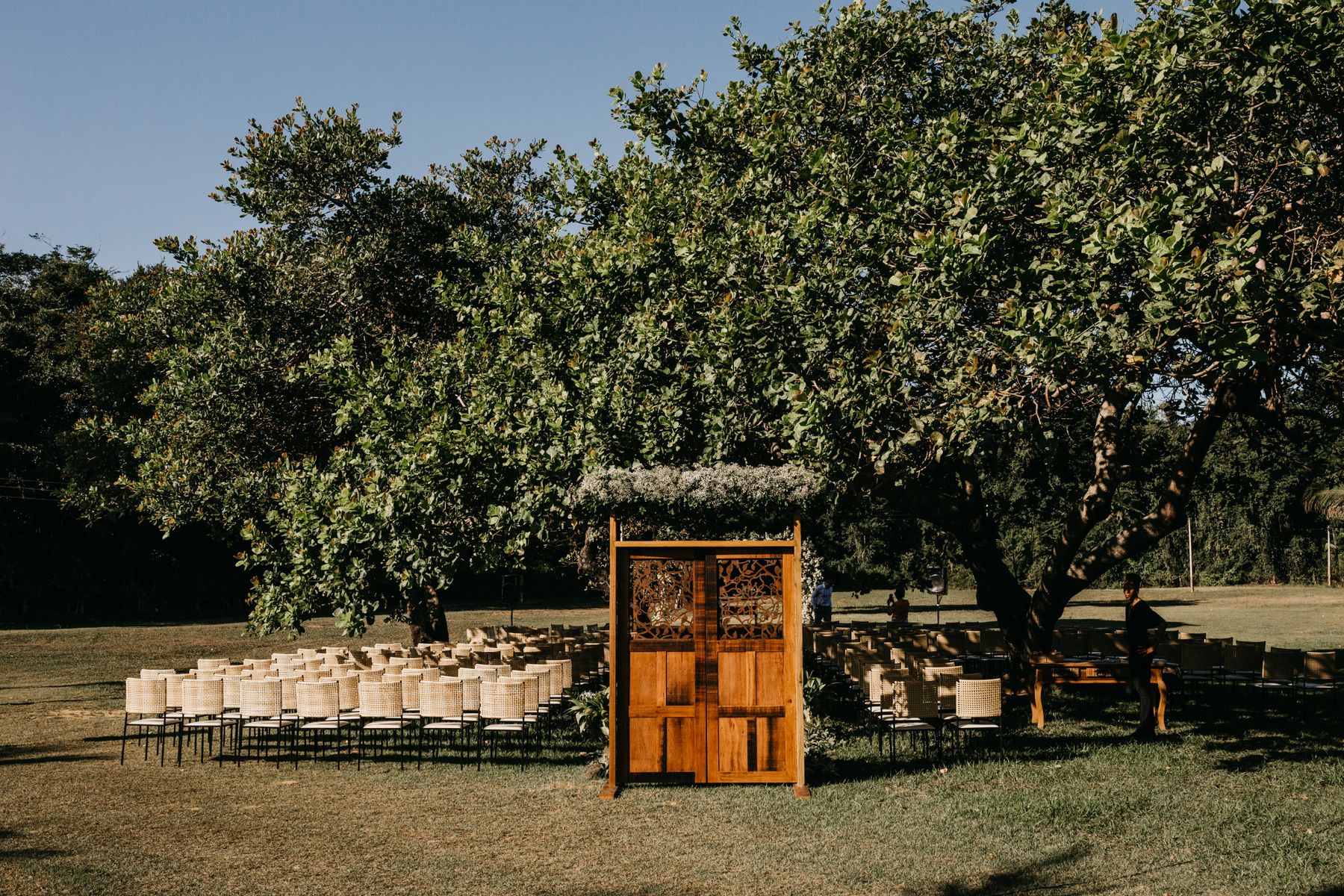 Ceremony seating under old trees